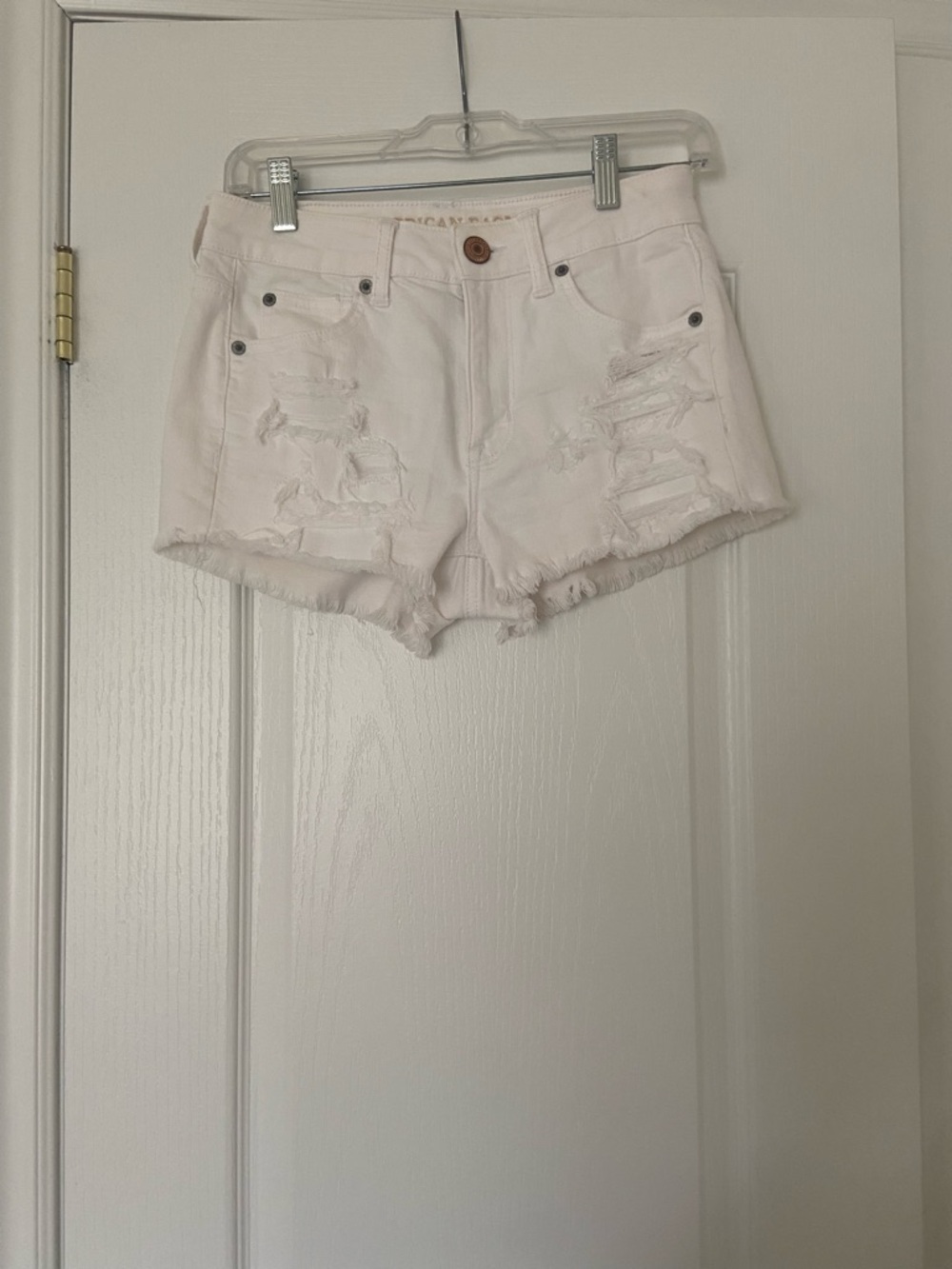 American Eagle Outfitters White Distressed High-Rise Short